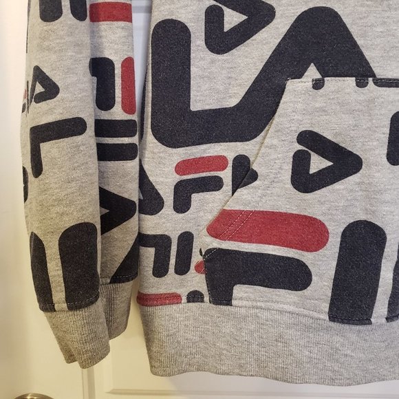 Fila Boy's Navy Red Heather Grey FILA Hoodie Sweatshirt - Size: L or 10/12 - Picture 7 of 8